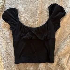 Hollister Black Puff Sleeve Crop Top